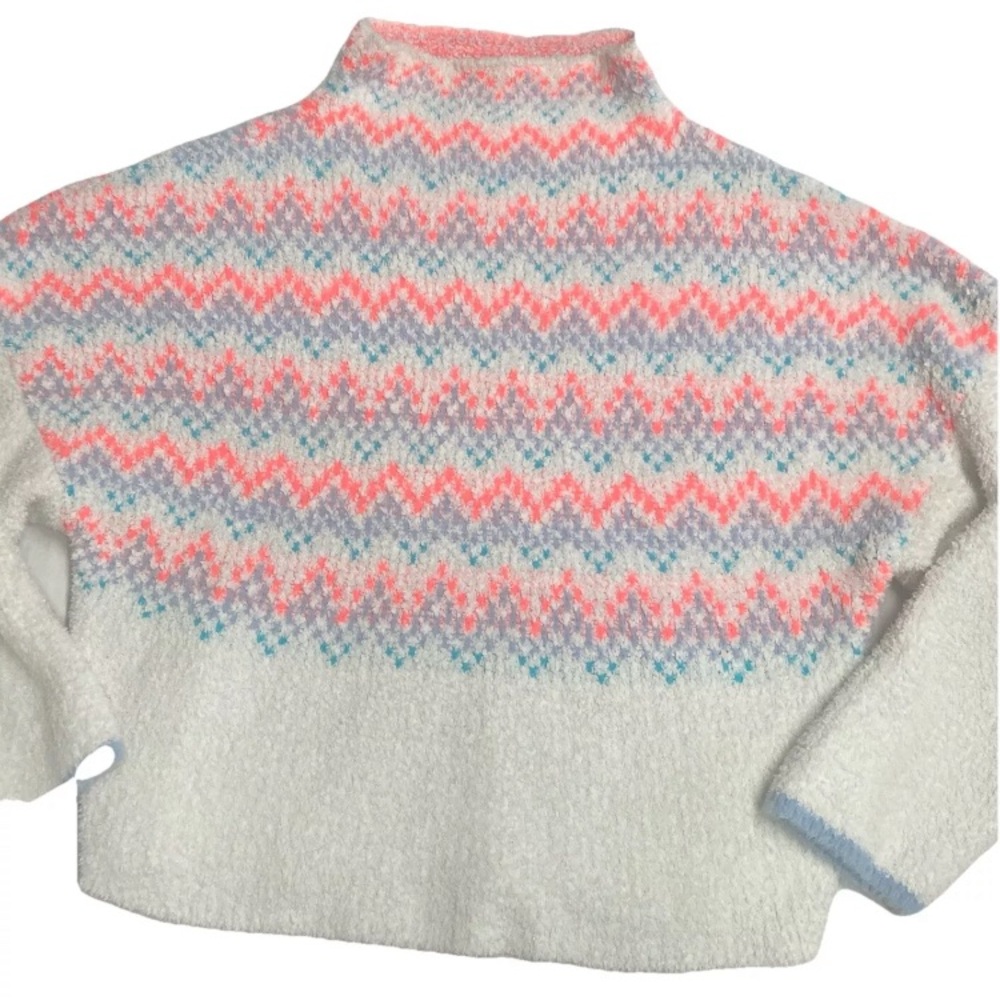Anthropologie Women’s Large Pilcro Selene Sweater Nordic Mock Neck Fuzzy White